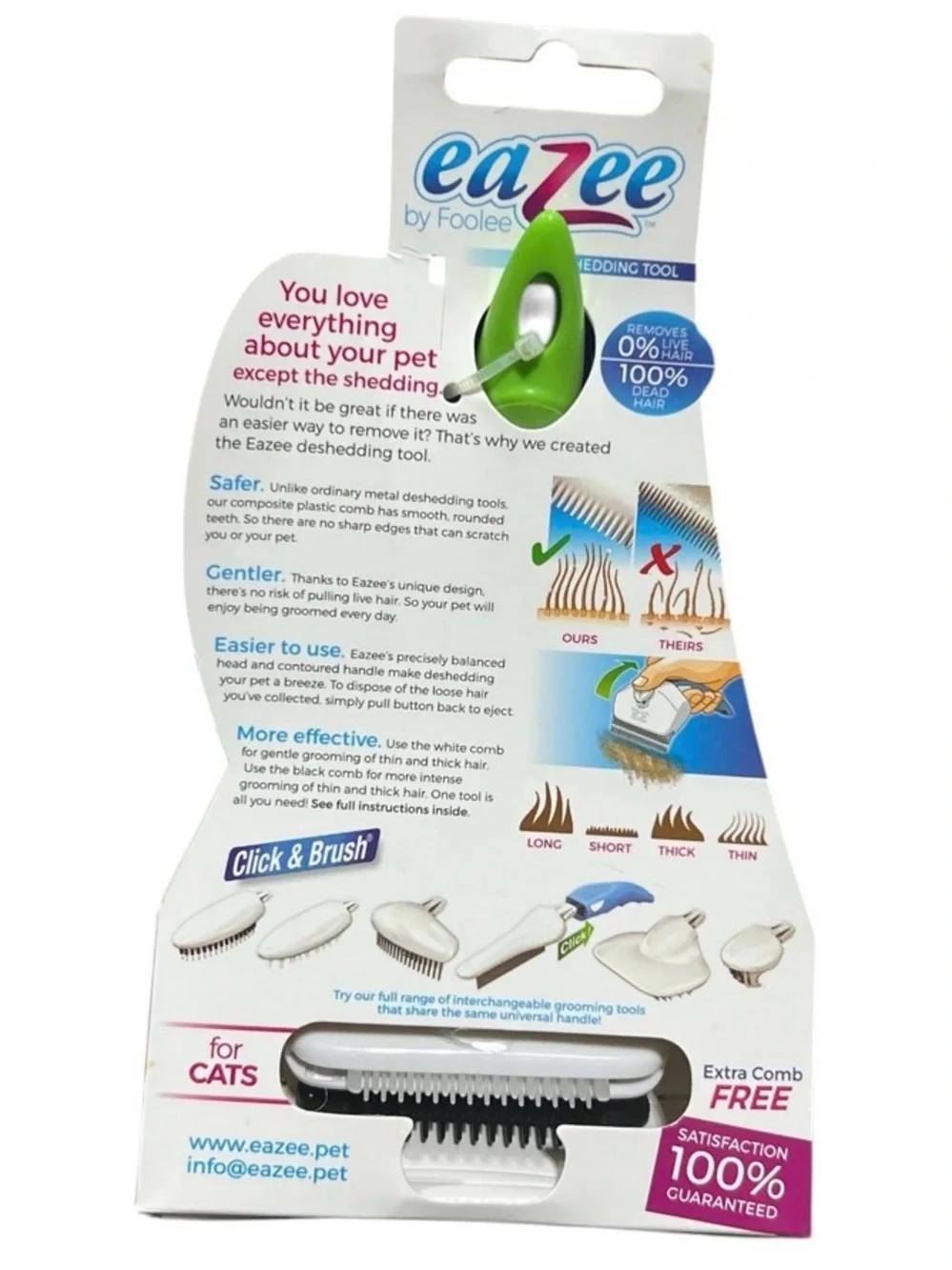 Eazee Cat DeShedding Green Brush By Foolee